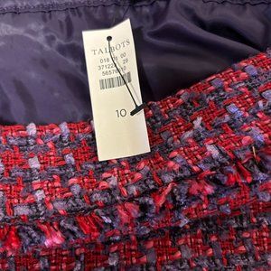 NWT, Talbots purple and red tweed A-line skirt, Size 10